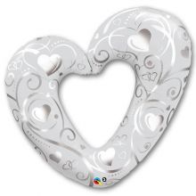  Сердце Вензель Silver/White