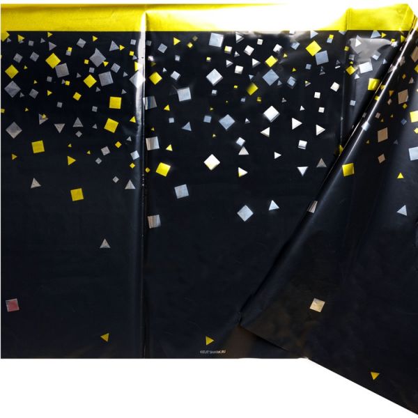 Скатерть фольг КонфеттиParty чер 130х180