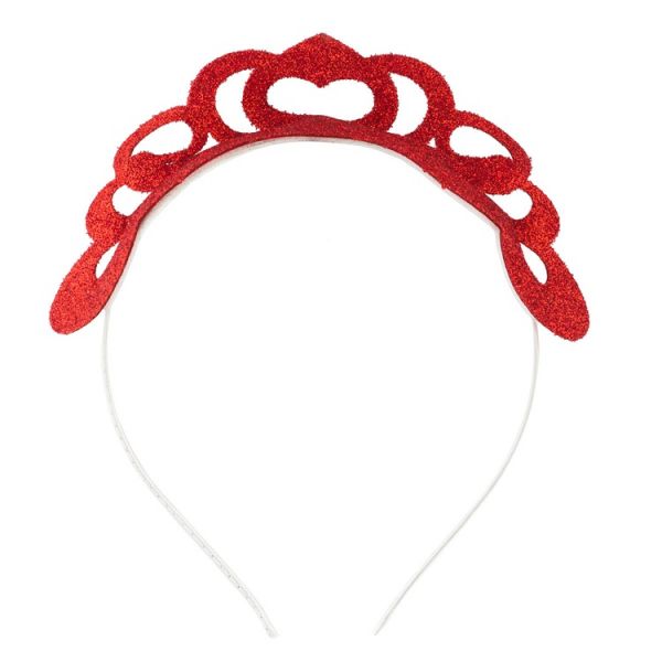 Ободок Тиара Сердце красное блеск