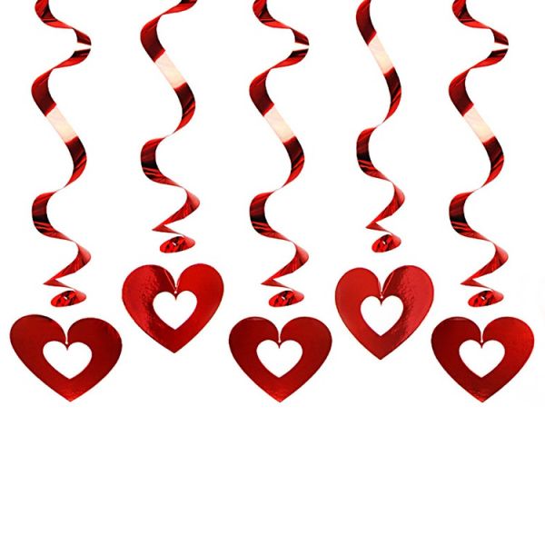 Спираль Сердце Вензель красн 60см 5шт/PD