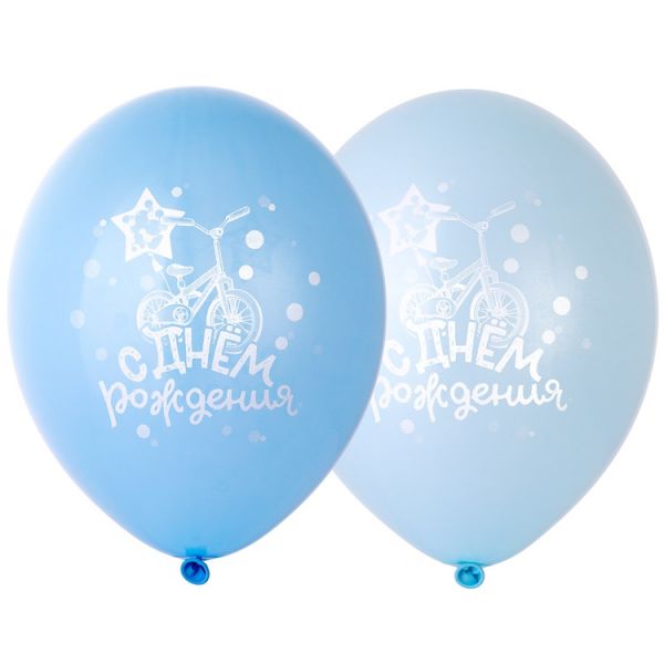Шар с рисунком 14" ДР Велосипед голубой
