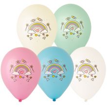Шар 12" с рисунком ЕдинорогРадуга 5цв/Ит