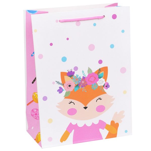 Пакет бум Лисичка на белом 31х42см