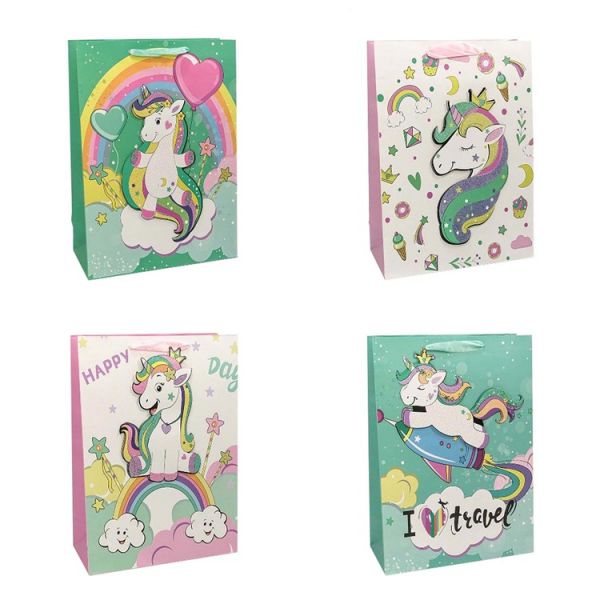 Пакет бум подар Единорог 3D микс 32х45см