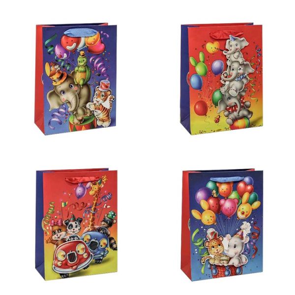 Пакет бум подар Цирк 3D микс 18х24см