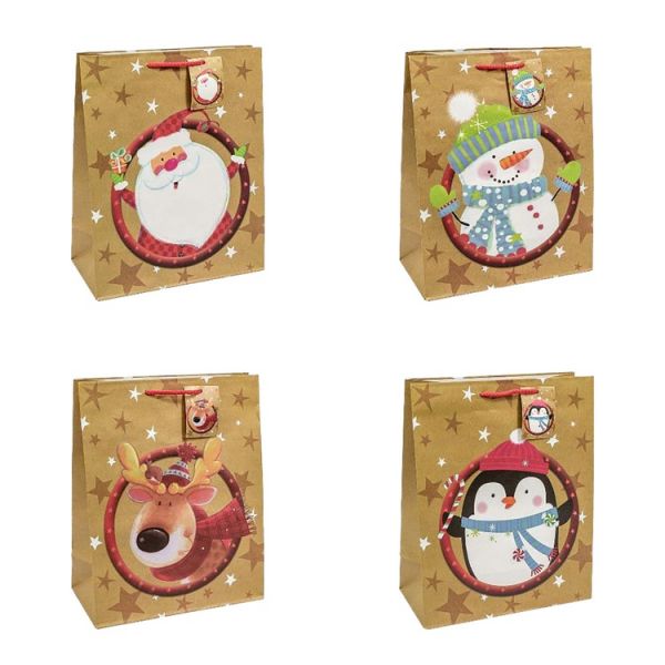 Пакет бум подар Крафт НГ микс 26х32см