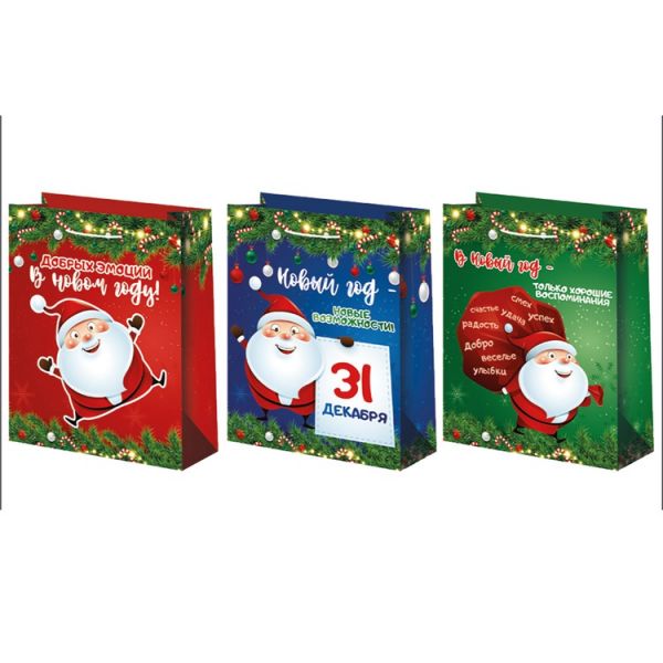 Пакет бум НОВЫЙ ГОД Санта 18х23см