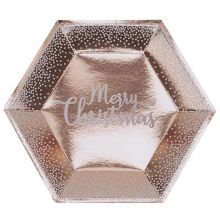 Тарелка Снегопад RoseGold XMAS 27см8шт/N