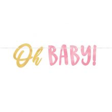 Гирлянда-буквы OH BABY фольг роз 3,7м/А