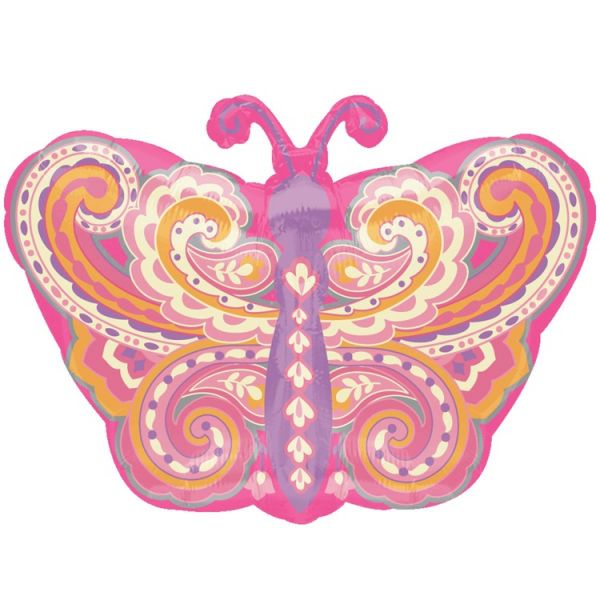  Бабочка Узор пейсли розовый
