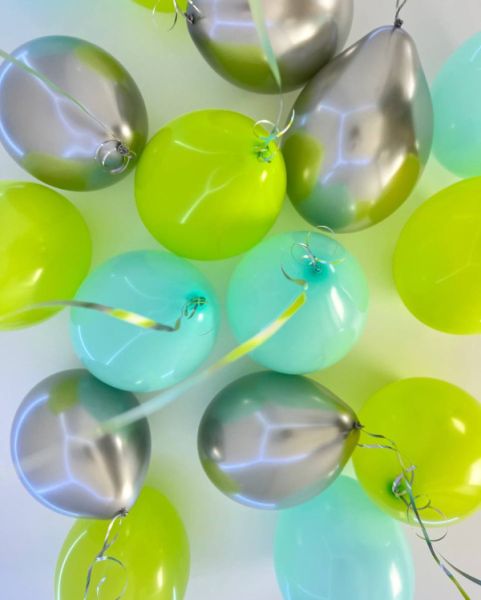 Гелиевые шары лайм тиффани и серебро