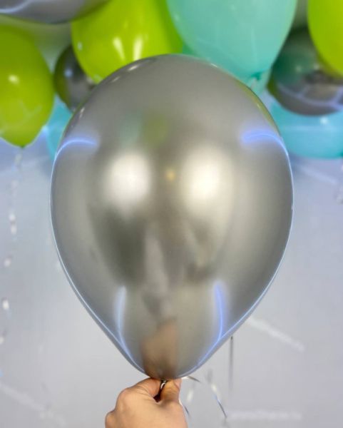 Гелиевые шары лайм тиффани и серебро