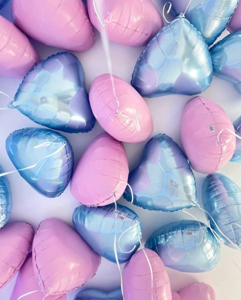 Розово голубые сердца воздушные шары