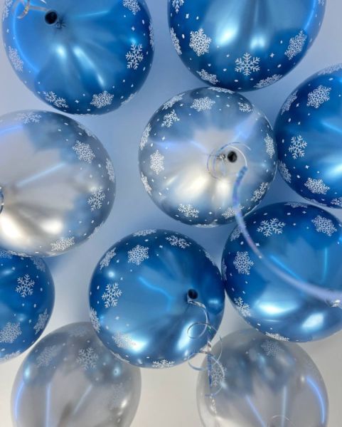 Шарики хромированные снежинки