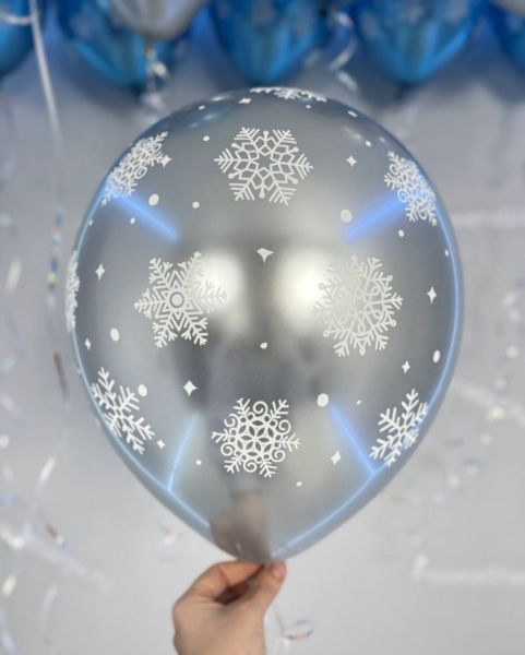 Шарики хромированные снежинки