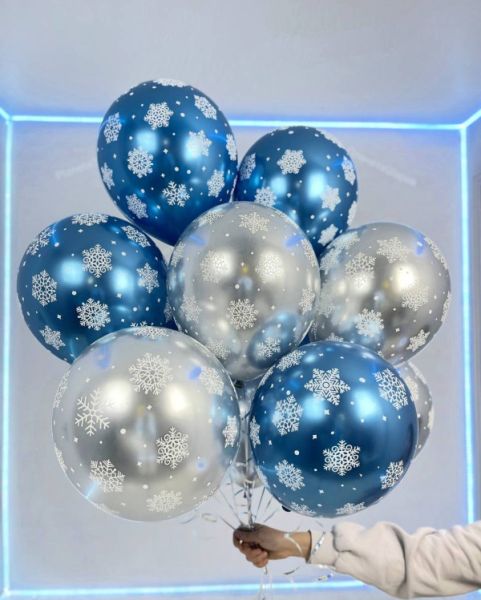 Шарики хромированные снежинки