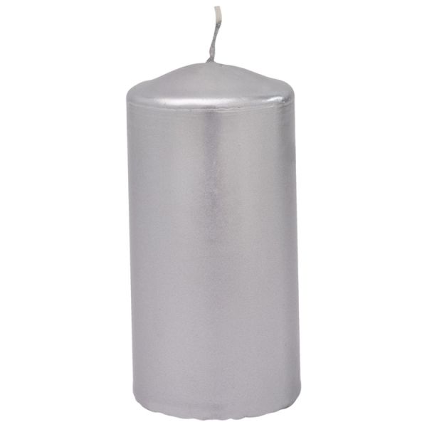 Свеча Столбик 5х10см серебряная/G