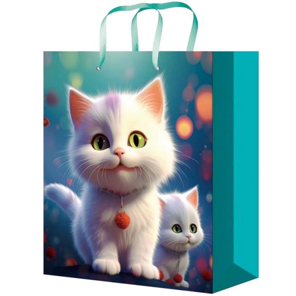 Пакет бум Котик белый 26х33см
