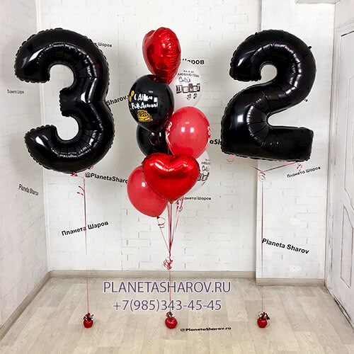 Фонтан черно-красный с цифрой