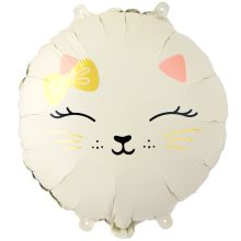 К 18" Кошечка с бантом бежевая