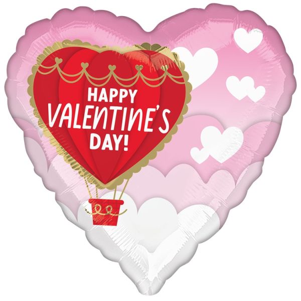 А 18" HVD Шар-сердце в облаках розов S40