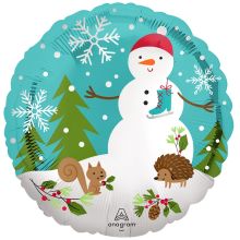 А 18" Снеговик в лесу сатин S40