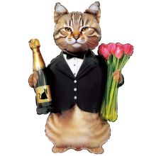  Кот с тюльпанами и шампанским