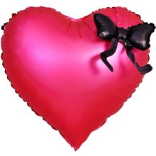  Сердце фуксия Бант черный