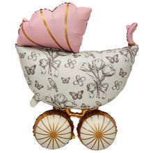  Коляска Винтаж розовая сатин