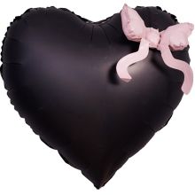  Сердце черное Бант розовый