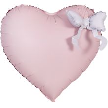  Сердце розовое Бант белый