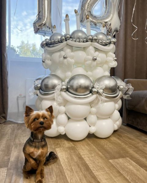 Белый торт из шаров